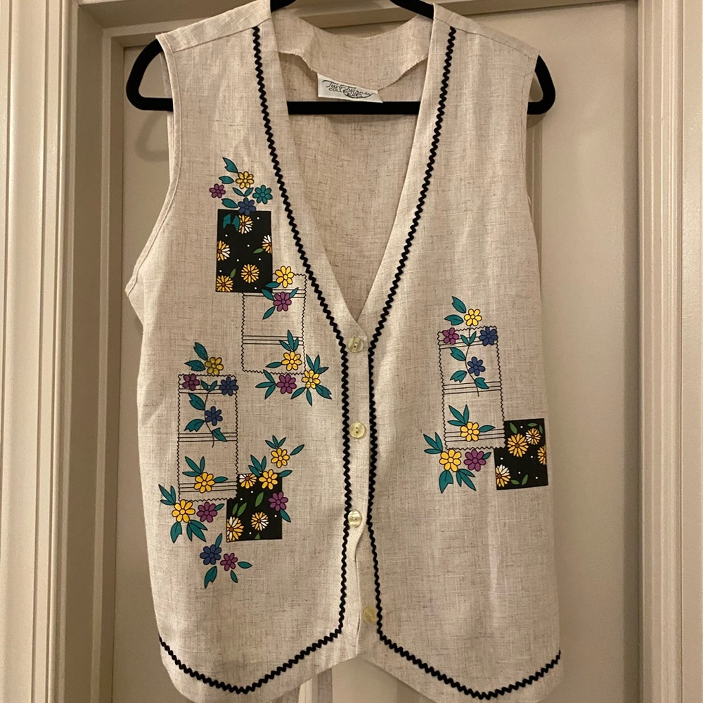 Vintage Large Floral Spring Themed Vest